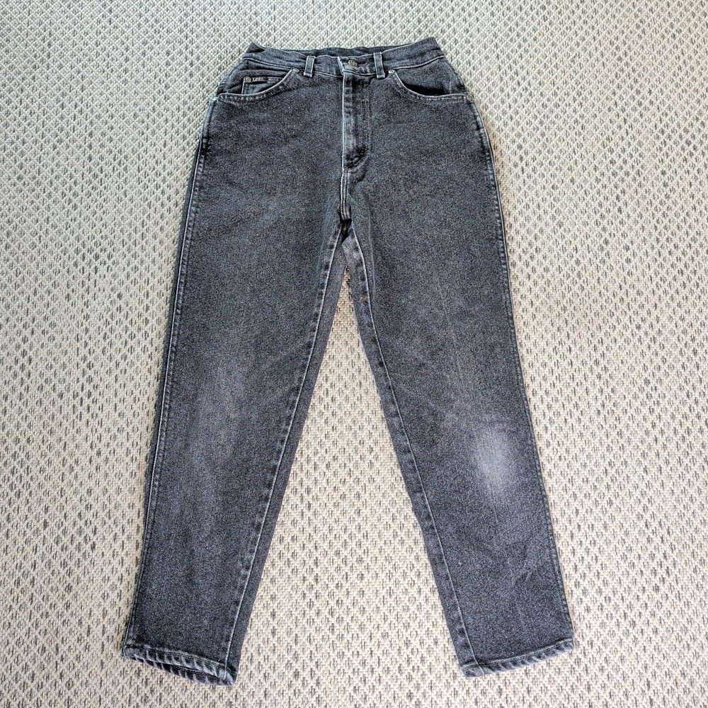 VTG LEE Riders Jeans 24x26 Charcoal Pepper Stonewash High Waist Denim 90s Mom